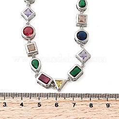 Colliers à maillons géométriques en laiton pavé de zircones cubiques colorées&nbsp;NJEW-P337-01P