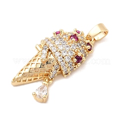 Pendentifs en laiton micro pavé en zircone cubique transparent et rose vif&nbsp;KK-A277-35G