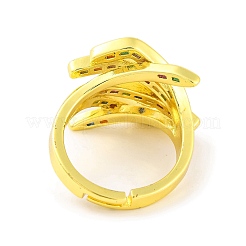 Umarmung Hand Messing Micro Pave Zirkonia verstellbare Ringe für Frauen&nbsp;RJEW-U003-25B-G