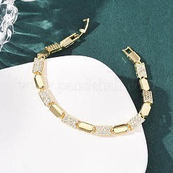 Messing-Gliederkettenarmbänder mit Mikropflaster und klarem Zirkonia für Damen&nbsp;BJEW-F530-01G