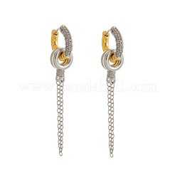 Pendientes de aro con borla y cadena de latón con micro circonitas cúbicas para mujer.&nbsp;WGBBBBD-02