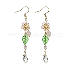 Boucles d'oreilles pendantes en améthyste/aventurine verte/jade citron/turquoise synthétique/quartz rose et acrylique&nbsp;EJEW-JE06196