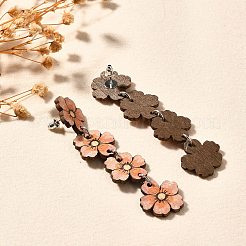 Orecchini pendenti a forma di fiore in acciaio inossidabile 304&nbsp;EJEW-M074-05P