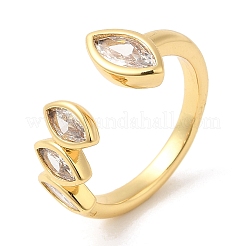 Offene Manschettenringe aus Messing mit klaren Zirkonia im Gestell für Damen&nbsp;X-RJEW-Q770-31G