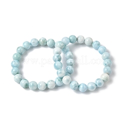 Braccialetti elastici rotondi con perline di emimorfite naturale per uomo e donna&nbsp;BJEW-B136-01C