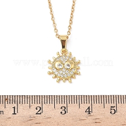 Collier avec pendentif soleil en laiton micro pavé et zircone cubique transparente&nbsp;NJEW-D341-06G