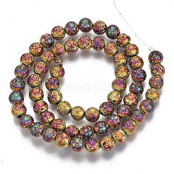 Brins de perles de pierre de lave naturelle galvanisées&nbsp;G-S352-30B-07