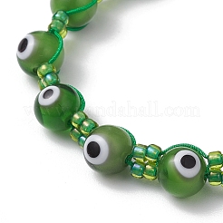 Bracelets tressés en perles de verre contre le mauvais œil pour hommes et femmes&nbsp;BJEW-MZ00160-02