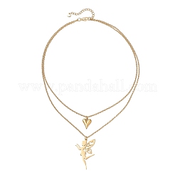 Colgante de hada y corazón de acero inoxidable 304&nbsp;NJEW-JN05810-01