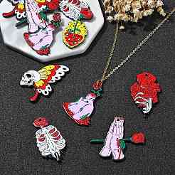 12 Stück 6 Stile Halloween bedruckte Acrylanhänger&nbsp;SACR-CJ0001-70