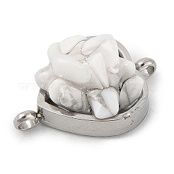 Natürlicher gemischter Edelsteinsplitter 304 Edelstahl Herz Verbinder Charms&nbsp;KK-P300-31P