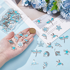 60 pièces 10 styles pendentifs en alliage de zinc de style tibétain&nbsp;FIND-DR0002-27