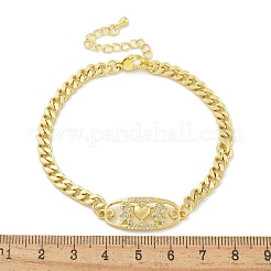 Bracelets à maillons en laiton avec zircone cubique de micro pave&nbsp;BJEW-S158-13G-A