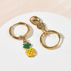 Orecchini pendenti a cerchio in acciaio inossidabile 304 smaltato con frutta&nbsp;EJEW-T059-01B
