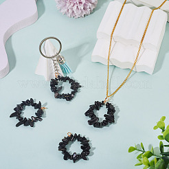 2 Stück Anhänger aus natürlichen Obsidian-Chip-Perlen&nbsp;PALLOY-TAC0232-05