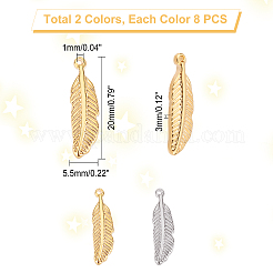 16 pz 2 colori ciondoli in acciaio inossidabile 304&nbsp;STAS-UN0036-85