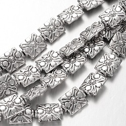 Rectangle de style tibétain perles en alliage brins, Sans cadmium & sans nickel & sans plomb, 12x9x4.5mm, Trou: 1mm, Environ 17 pcs/chapelet