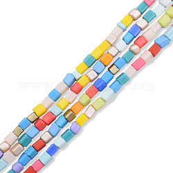 Chapelets de perles en verre peinte par pulvérisation opaque, triangle, couleur mixte, 2~5x3~4x3.5~4mm, Trou: 1.2mm, Environ 110~111 pcs/chapelet, 15.55 pouce ~ 16.14 pouces (39.5~41 cm)