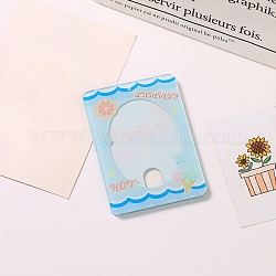 Schlüsselanhänger mit Fotokartenhülle aus Acryl, mit Kugelketten und rechteckigem Klarsichtfenster, Rechteck, hellblau, Lebensmittelmuster, 105x75 mm
