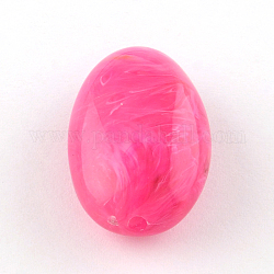 Abalorios de acrílico oval de piedras preciosas de imitación, de color rosa oscuro, 30x19x11.5mm, agujero: 2.5 mm, aproximamente 117 unidades / 500 g