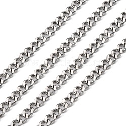 304 Stainless Steel Twist Chains, Faceted, Unwelded, Stainless Steel Color, 5.5x4.5x1.2mm