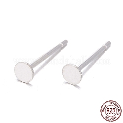 925 Sterling Silver Stud Earring Findings, with 925 Stamp, Silver, 11.5x3mm, Pin: 0.7mm