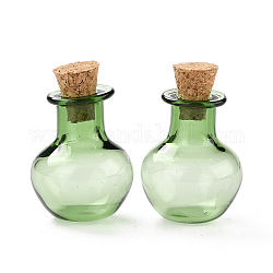Ornement rond de bouteilles de liège en verre, bouteilles vides en verre, fioles de bricolage pour les décorations pendantes, vert de mer moyen, 1.8x2.1 cm
