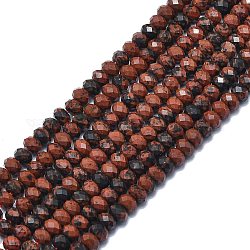 Natur Mahagoni Obsidian Perlen Stränge, facettiert, Rondell, 6x4 mm, Bohrung: 1 mm, ca. 85~90 Stk. / Strang, 15.55 Zoll (39.5 cm)