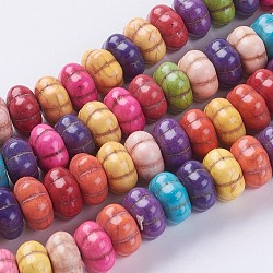 Synthetic Turquoise Beads Strands, Pumpkin, Dyed, Mixed Color, 13x7.5mm, Hole: 1.2mm, about 56pcs/strand, 15.94 inch(40.5cm)