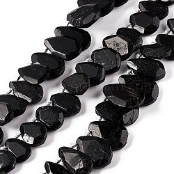 Chapelets de perles en tourmaline noire naturelle, facette, larme, 16~30.5x12~21x5mm, Trou: 1mm, Environ 28~29 pcs/chapelet, 15.75~16.54 pouce (40~42 cm)