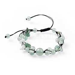 Verstellbare Nylonschnur geflochtenen Perlen Armbänder, mit natürliche grüne Aventurine Kügelchen, 1-3/8 Zoll (37 mm)