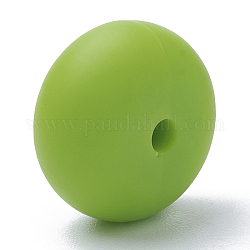 Perle di silicone ecologiche per uso alimentare, masticare perline per i denti, fare collane fai-da-te fai-da-te, rondelle, prato verde, 14x8mm, Foro: 3 mm
