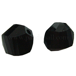 Black Faceted Glass Crystal Beads, about 12mm wide, 11mm long, hole: 1.5mm