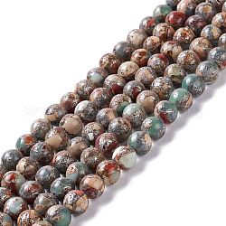 Chapelets de perles en jaspe aqua terra naturel, avec ligne en alliage de zinc, ronde, 8mm, Trou: 1.2mm, Environ 50 pcs/chapelet, 15.94'' (40.5 cm)