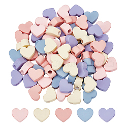 Chgcraft 80 pz 5 colori perline acriliche opache in stile gommato, cuore, colore misto, 17.5x17.5mm, 16 pz / colore