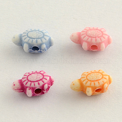 Perles en acrylique de style artisanal, tortue, couleur mixte, 10x6x4mm, Trou: 2mm, environ 3800 pcs/500 g