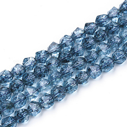 Natürlichem Quarz-Kristall-Perlen Stränge, sternförmige runde Perlen, facettiert, gefärbt, 7.5~8x6.5~7 mm, Bohrung: 1.5 mm, ca. 46 Stk. / Strang, 15.5 Zoll