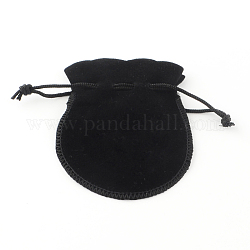 Sachets en velours, pochettes à bijoux à cordon en forme de calebasse, noir, 9x7 cm
