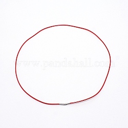 Fabrication de colliers de cordes cirées en polyester, avec 304 fermoirs à baïonnette en acier inoxydable, couleur inoxydable, rouge, 66x0.2 cm