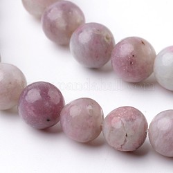 Gefärbt runde natürliche rosa Turmalin Perlen Stränge, 8 mm, Bohrung: 1 mm, ca. 51 Stk. / Strang, 15.3 Zoll