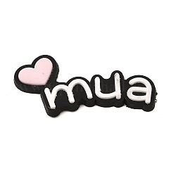 Undurchsichtigen Cabochons, Cartoon-Wort Mua, für Schmuck machen, rosa, 16x33x2.8 mm