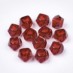 Transparenten Harzkügelchen, Großloch perlen, facettiert, Vieleck, Schamottestein, 13x13x8 mm, Bohrung: 5.5 mm