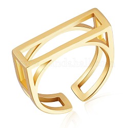 925 прямоугольное открытое кольцо-манжета из стерлингового серебра, полое кольцо для женщин, золотые, размер США 5 1/4 (15.9 мм)
