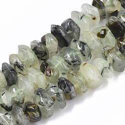 Chapelets de perles en préhnite naturelle, pépites, facette, 9.5~11x6~7mm, Trou: 1.2mm, Environ 30~32 pcs/chapelet, 7.48 pouce (19 cm)