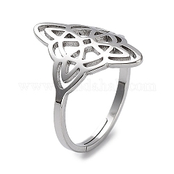 304 anello regolabile in acciaio inox, anello con nodo a rombo cavo da donna, colore acciaio inossidabile, 2mm, diametro interno: 16.5mm