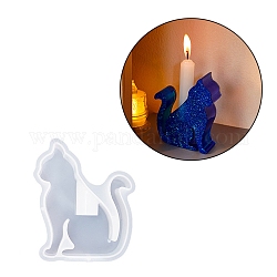 Preciosos moldes de silicona para candelabros con forma de gato, moldes de resina para candelabros, Molde de fundición de resina epoxi para velas cónicas., molde de soporte de vela, blanco, 12x9x3.1 cm, diámetro interior: 11x8.5 cm