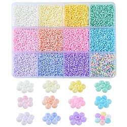 180g 12 couleurs 13/0 perles de rocaille en verre, couleur macaron, trou rond, ronde, couleur mixte, 2~2.3x1.5mm, Trou: 0.8mm, environ 15g / couleur
