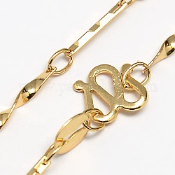 Brass Chain Necklaces, with Zinc Alloy S-Hook Clasps, Golden, 17.5inch, 2mm