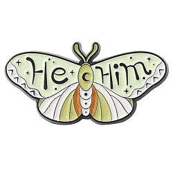 Schmetterling mit Wort er ihm Emaille-Pin, Elektrophorese schwarz plattiertes Legierungsabzeichen für Corsagenschalkleidung, hellgrün, 17x30 mm