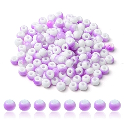 6/0 opaques perles de rocaille de verre, trou rond, rondelle, Prune, 4~4.5x3~4mm, Trou: 0.8~1.5mm, 10 g / boîte